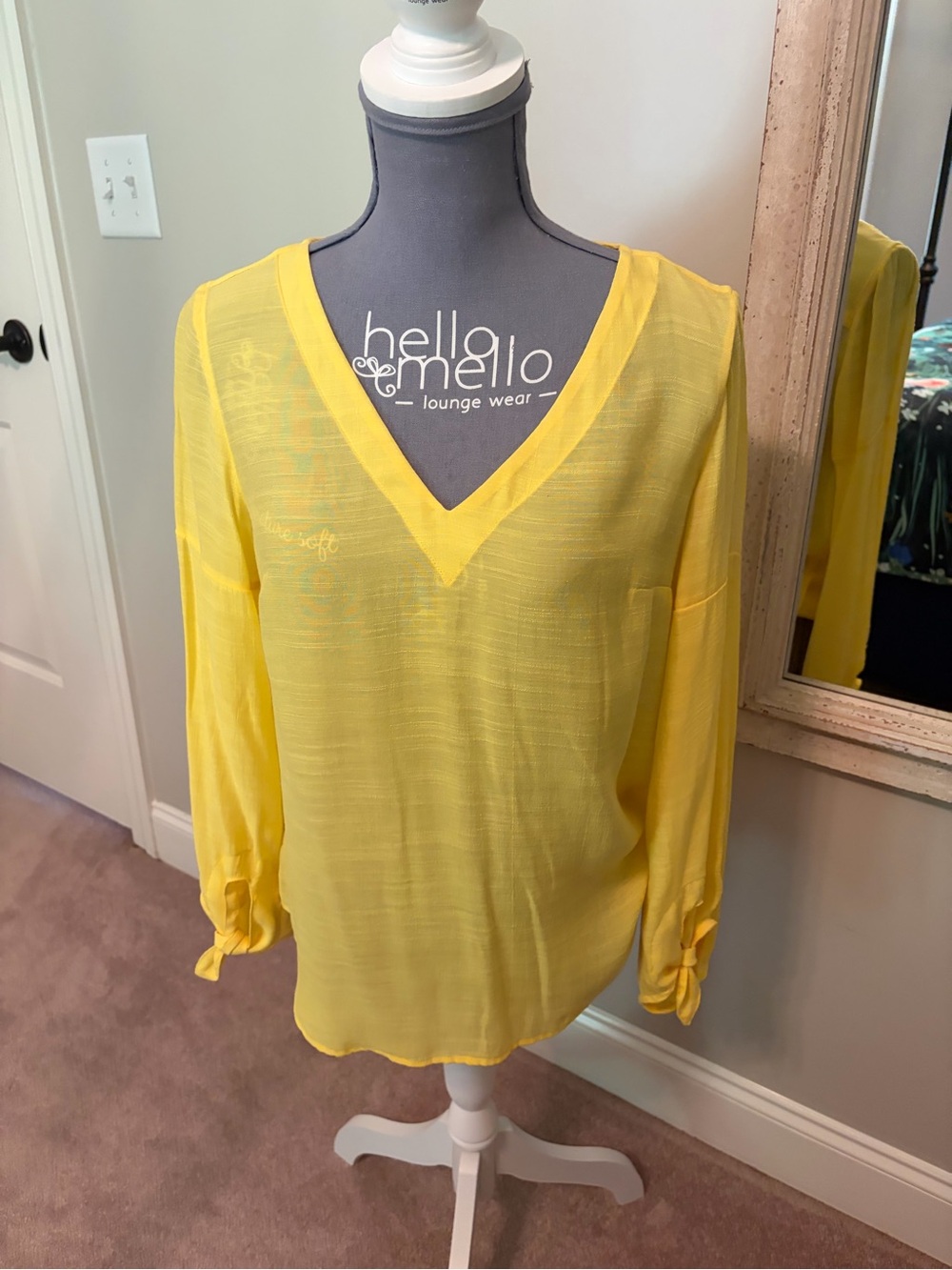 Maeve Yellow V-Neck Long-Sleeve Blouse